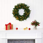 Nearly Natural 24 in Mixed Pine Artificial Christmas Wreath with LEDs - Image 6