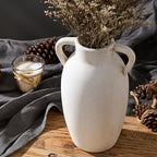 PORCER Ceramic Vase, 9.84 Inch Terracotta Vase with Handles, Boho Decor Decorative Vase, Rustic Vase for Home Decor, Farmhouse, Living Room, Table - Beige - Image 5