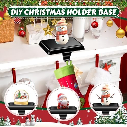 OCTERIC 5 Pcs Black Christmas Metal Stocking Holders for Mantle, Heavy Duty Stocking Hangers Stocking Hook Xmas Ornaments for Counter Tables Window Fireplace Mantle Decoration - Image 4