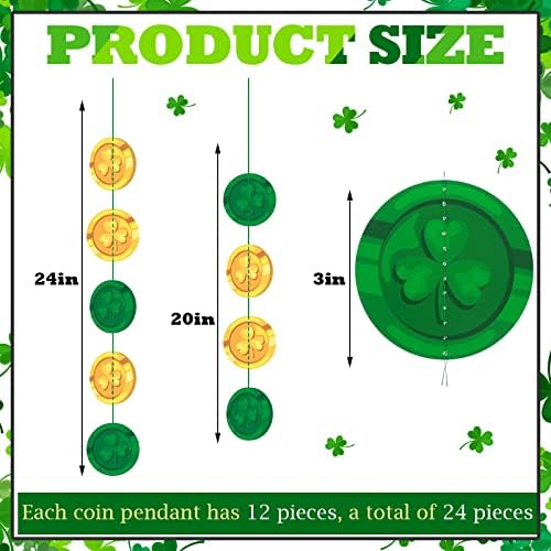 St. Patrick's Day Rainbow Ceiling Decoration Pot of Gold Decoration Leprechaun Hat Ceiling Decor Hanging Rainbow Cloud Ceiling Decoration with Gold Coins Garland Leprechaun Party Supplies 12 ft Long - Image 5
