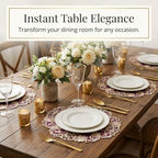 Decozen Set of 8 Doilies for Table, Lace Doilies - Rustic, Crochet, Farmhouse, Kitchen, Dining Table Centerpiece Decor - Round Christmas Placemats - 15 inch Gold Burgundy, The Chantelle Collection - Image 4