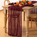 Burgundy Cheesecloth Table Runner Fall Dinning Runner for Christmas, 8 Pack - Image 5