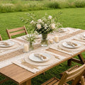 6 Sets Boho Table Runner Placemats Napkins Rings for Dining Table Decor by VALKNUT