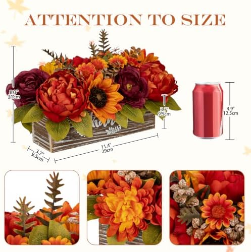 Fall Centerpiece for Table Fall Fake Flower in Pot Fall Floral Arrangement - Image 2
