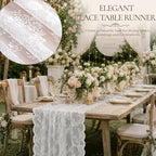 White Lace Table Runner with Floral Embroidered (6pcs, 28”x118”) - Image 3