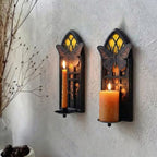 Gothic Moth Cathedral Window Wall Candle Sconces Set of 2 - Image 2