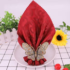 Set of 6 Crystal Butterfly Napkin Rings Home Metal Napkin Buckles Holder for Wedding,Parties, Dinners, Christmas, Holidays Decor (Gold) - Image 7