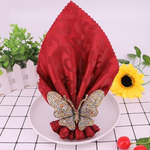 Set of 6 Crystal Butterfly Napkin Rings Home Metal Napkin Buckles Holder for Wedding,Parties, Dinners, Christmas, Holidays Decor (Gold) - Image 7