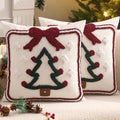 Christmas Tree and Bow Throw Pillow Cover 18 x 18 Set of 2 by Tosleo