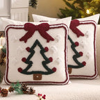 Christmas Tree and Bow Throw Pillow Cover 18 x 18 Set of 2 by Tosleo