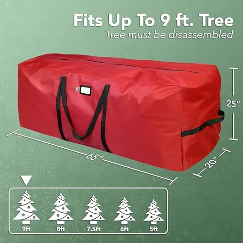 Holiday Cheer Christmas Tree Storage Bag Waterproof 9ft Red - Image 3
