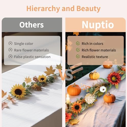 NUPTIO Fall Garland with Sunflower Pumpkin: 6ft Fall Decor for Thanksgiving - Image 4