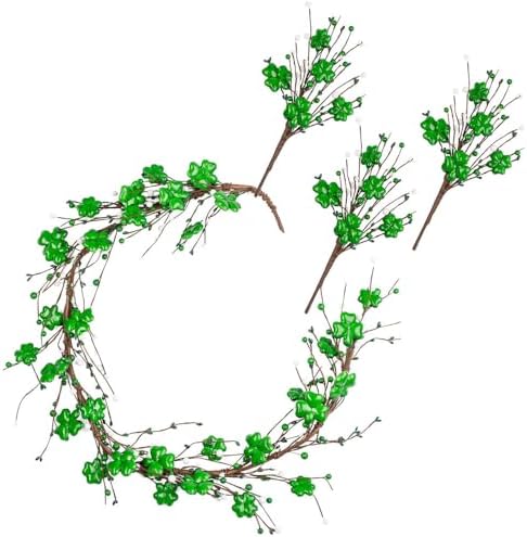 Factory Direct Craft St. Patrick's Day Shamrock Pip Berry Picks and Garland Set - Irish Lucky Clovers and Berries Arrangement for Ireland Saint Paddy's Decorations (Includes 3 Stems and 1 Garland) - Image 5