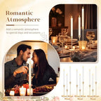 FillTouch 30 Pcs Gold Candlestick Holders with Flameless Taper Candles Bulk - Image 6