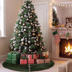 Arrowbash 48 Inch Velvet Christmas Tree Skirt Quilted Tree Skirt, Green - Image 4