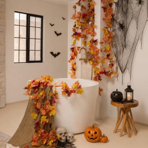 CQURE 7 Pack Fall Leaves Garland, 41.3Ft Maple Leaf Fall Vines Autumn Garland for Thanksgiving Wedding Party Decor, Indoor Outdoor Farmhouse Home Decorations - Image 4
