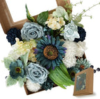 Idyllic Blue Artificial Flower Box, Wedding Table Centerpiece, Party Decoration Floral Arrangement in Box, Ready-to-Use Home Decor by idyllic