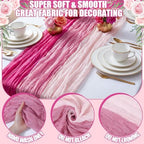 Remagr 12 Pcs Gradient Rose Pink Cheesecloth Gauze Table Runners - Image 4