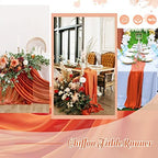 10 Pieces 10Ft Burnt Orange Chiffon Table Runner Boho Wedding Sheer Runners - Image 5