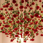 Lyrow 120 Pack Red Roses Artificial Flowers Bulk Hanging Floating Garland Fake Red Rose Vine for Ceiling Decoration Wedding Anniversary Bridal Bouquet DIY Floral Arrangement Proposal Romantic Decor by Lyrow