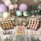 4 Set Wooden Tiered Risers Display Stands for Vendor Events,Stackable Wood Cupcake Display Stand,Farmhouse Decor Wood Dessert Table Display Set,Vendor Booth Display Items,Food Display Risers for Party - Image 2