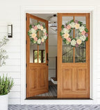 Spring Summer Wreath for Front Door with Large Roses, Hydrangeas for All Seasons Indoor Outdoor Use, 24" Silk Floral Wreath Spring Summer Decorations for Home, Porch, Wall, Farmhouse, Wedding Decor - Image 4