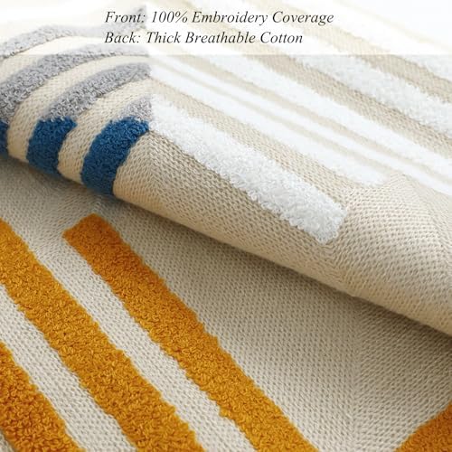 Yellow Blue Modern Tufted Embroidered Pillow Covers 16x16 Set of 2 - Image 2