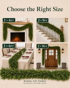 2 Pack Artificial Christmas Cedar Garland, 9 FT Real Touch Pine Greenery - Image 7