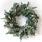 HomeKaren Wreaths for Front Door 22 Inch, All Season Greenery Wreath Olive Eucalyptus Leaves and White Mixed Berry for Indoor Outdoor Farmhouse Home Porch Wall Window Festival Wedding Decor by HomeKaren