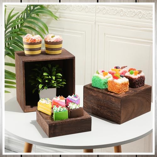 Barydat 6 Pcs Wood Display Risers Stackable Stand Box - Image 4