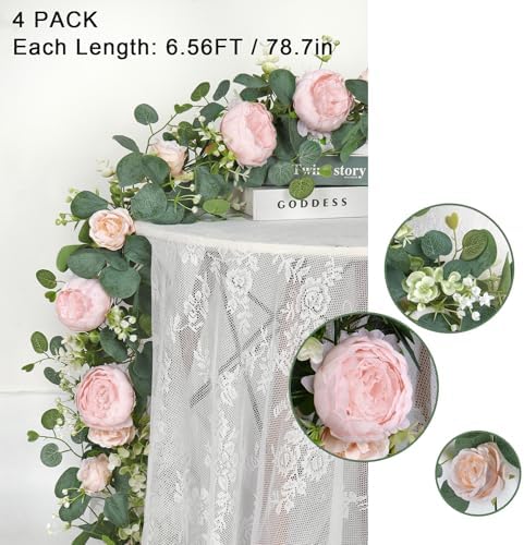 Artificial Eucalyptus Flower Garlands, Light Pink, 4PCS - Image 5