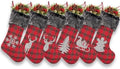 LUBOT Set of 6 Christmas Stockings(20inch) Large Family Xmas Stocking Glitter Silhouette Buffalo Red Plaid Rustic Farmhouse Country Fireplace Hanging Decorations by LUBOT