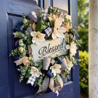 Spring Summer Wreath for Front Door,Farmhouse White Floral Porch Decor - Image 7