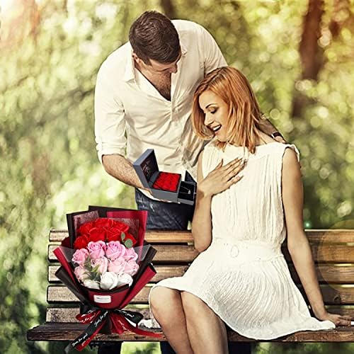 EIGHTOWN Roses Bouquet Artificial Flower - Preserved Red Rose Flowers with Love Necklace for Her - Unique Gifts Valentine's Day, Mother's Day, Thanksgiving, Birthday, Anniversary - Image 2