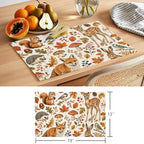 Thanksgiving Placemats Set of 8,Cotton Linen Fabric Place Mats,Fall Fox Squirrel Rabbit Mushroom Maple Leaves Decorative Table Mats Protector for Home Kitchen Dining Wedding Party Coffee Tables - Image 6
