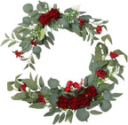 H&W 2pcs Small Size Artificial Wedding Arch Flowers for Wedding Sign, Floral Swag Dusty Decor for Reception Ceremony Backdrop Sweetheart Table （Red Rose） by HW