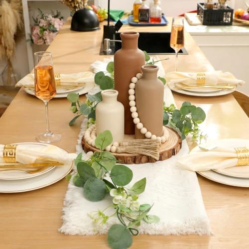 6 Pcs Rustic Farmhouse Coffee Table Decor Set for Living Room, Neutral - Image 5