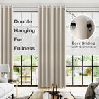 KOUFALL Neutral Taupe Blackout Curtains 96 Inches Long for Living Room,Thermal Window Treatments Beige Tan Curtain Drapes for Bedroom,Set of 2 Panels with Grommet,Dark Oatmeal - Image 2