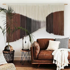 Jakalin Macrame Wall Hanging Brown Geometric Fiber Art Living Room 33" x57" - Image 3
