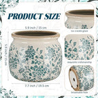 7.7" Large Ceramic Plant Pot Beige Green Vintage Peony Crackle Glaze Rustic Flowers Pot Decorative Planter with Drainage for Indoor Outdoor Plants Home Kitchen Office Decor Gift - Image 2