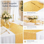 ShinyBeauty Gold Sequin Table Runner 12x108 Inch 10 Pack for Wedding Party - Image 6