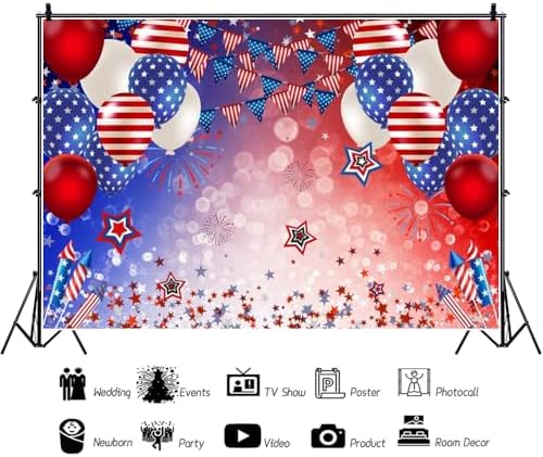 American 4th of July Backdrop 12x8ft Fabric Independence Day Party Decor American Patriotic Party Flag Day Memorial Day Decoration Veterans Background - Image 2