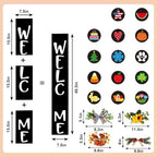 Whaline Seasonal Interchangeable Welcome Sign for Front Porch Standing 47 x 7.9 Inch Wood Door Signs with 14 Signs & 4 Pcs Wreaths for Seasonal Farmhouse Home Party - Image 2