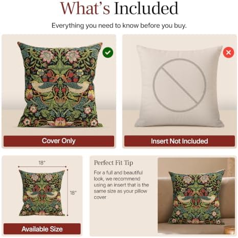 William Morris Strawberry Thief B Black Tapestry Throw Pillow Cover 18 x 18 - Image 6