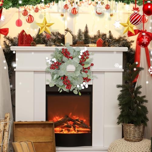 6 Pcs Christmas Artificial Christmas Eucalyptus 10 Inch Greenery Wreath for Front Door Cabinets Indoor Outdoor Wall Decor Christmas Wall Home Kitchen Porch Window Decoration - Image 4
