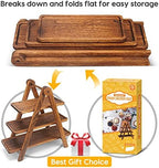 Manspdier Wood 3 Tier Serving Tray Three Tiered Stand, Rectangle Platter Wooden Farmhouse Tray, Party Dishes for Entertaining, Rustic Vintage Trays & Platters - Image 5