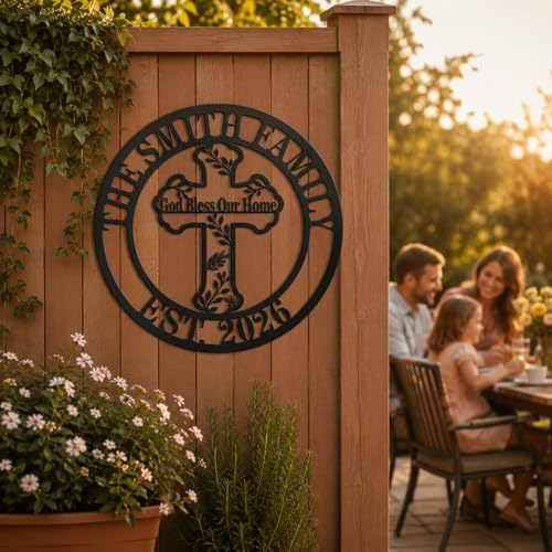 Personalized Family Cross Metal Wall Decor,Custom Cross Sign for Outdoor - Image 7