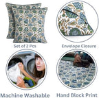 Ridhi Block Print Asparagus Green Pillow Cover 24" x 24" (Pack of 2) Decorative Couch Pillows for Living Room, Farmhouse Chic Boho Cute Outdoor Pillows Covers Gifts for Spring, Mother's Day - Image 3