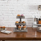 MyGift 3 Tier Cupcake Stand, Torched Wood Dessert Display Stand, Tiered Tray for Cakes, Appetizers Party Table Decor, Farmhouse Serving Tower - Image 4