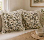 Set of 2 pillow covers with ruffles 20x20 inch Floral pillow covers green Farmhouse pillow covers for living room nursery couch throw pillow covers boho home decorative pillow for spring - Image 6
